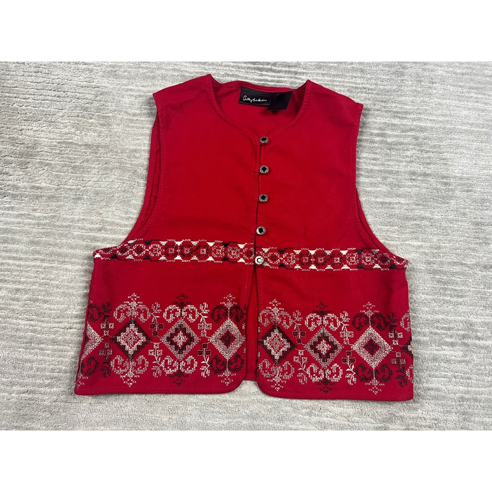 Anthony Mark Hankins Vest Womens 12 Embroidered Boho‎ Southwestern Button Front